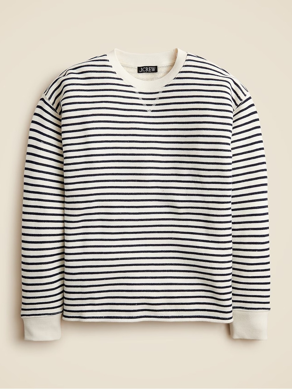 J.Crew Heritage Terry Relaxed Crewneck Sweatshirt Striped Nautical Large NWT